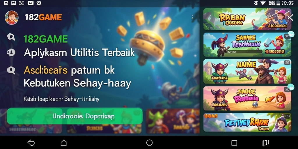 Tampilan antarmuka pengguna dari aplikasi 182GAME yang stylish dan fungsional.