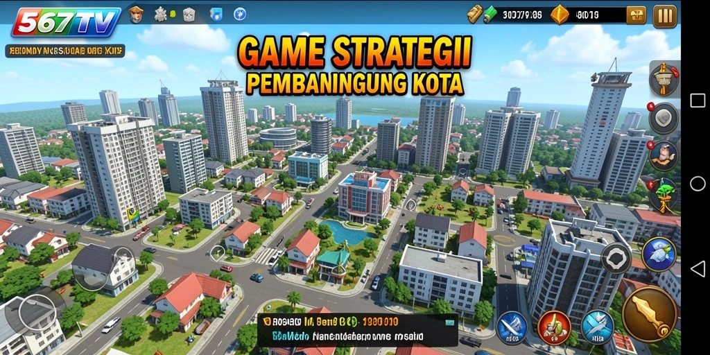 Screenshot gameplay 567TV menampilkan pembangunan kota strategis.