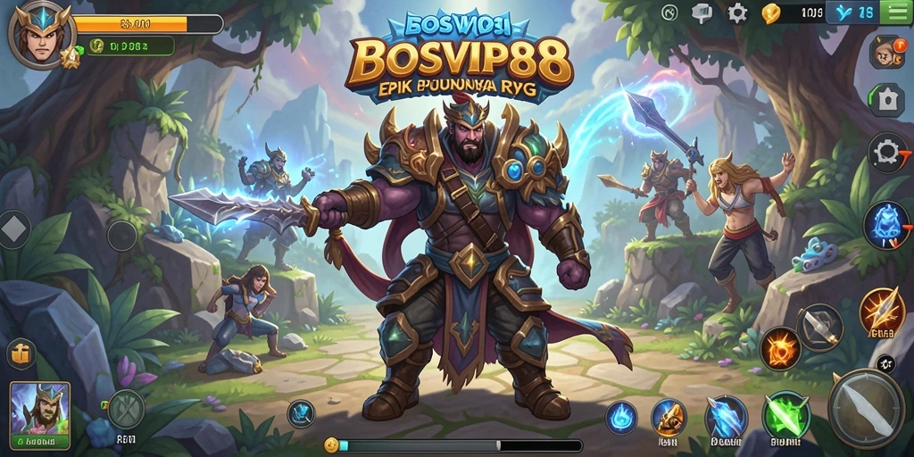 Screenshot gameplay BOSVIP88 yang menunjukkan aksi seru dalam petualangan RPG.
