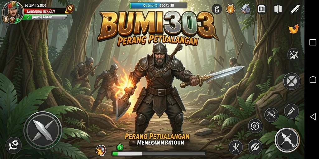 Tampilan gameplay seru BUMI303 yang mengajak bertarung dan menjelajah.