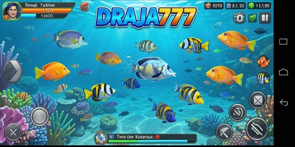 Tampilan gameplay DRAJA777 yang mendebarkan saat menembak ikan.