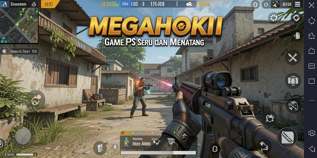 Tampilan gameplay seru dari MEGAHOKI dengan aksi tembak-menembak yang intens.