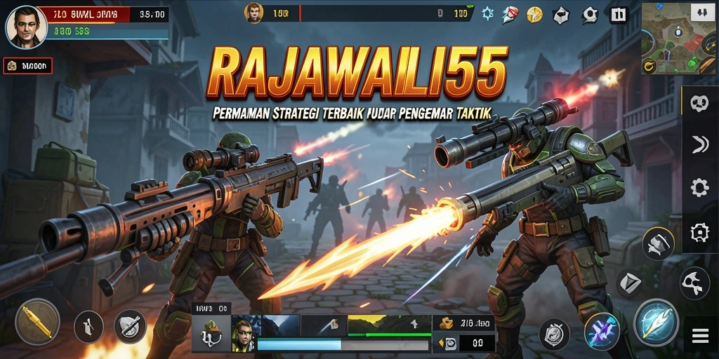 Tampilan utama gameplay RAJAWALI55 dengan aksi strategi yang intens.