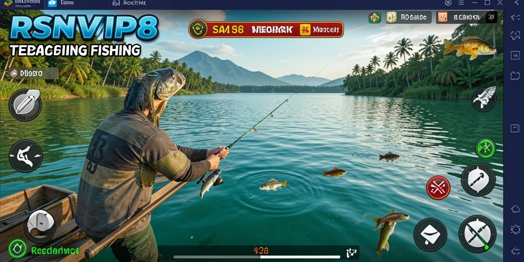 Screenshot utama RSNVIP8 menampilkan gameplay memancing yang seru.
