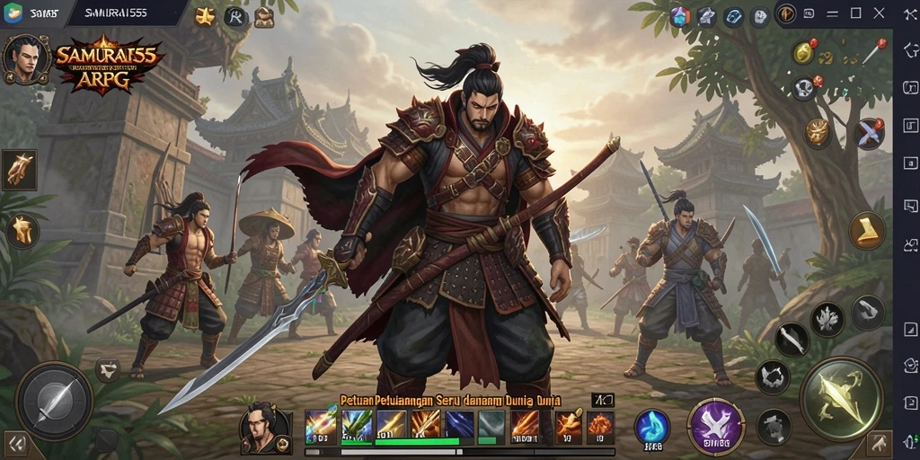 Screenshot utama menunjukkan pertarungan dinamis dalam dunia ARPG.