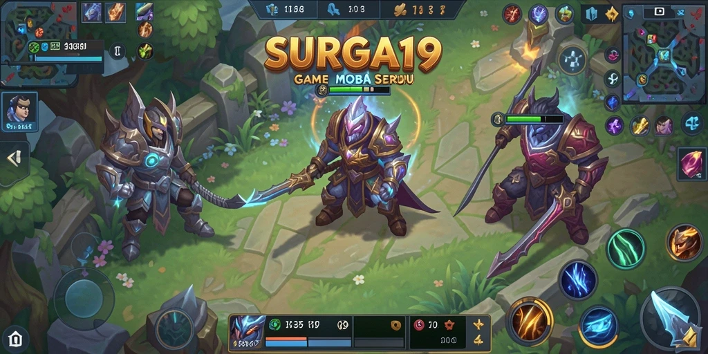 Tampilan menarik dari gameplay SURGA19 dengan pertarungan MOBA yang intens.